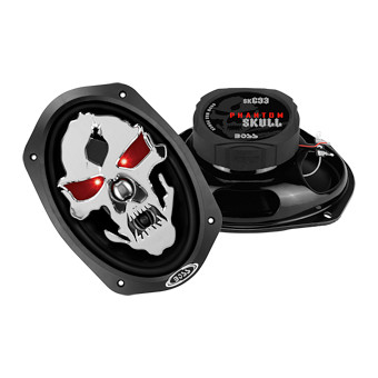 Altoparlanti ovali per auto da 6x9 pollici, modello Boss SK693, casse a 3 vie coassiali, con woofer ellittici 15x23 cm, midrange e tweeter, per installazione nella predisposizione delle portiere oppure a pannello pianale sulla cappelliera.