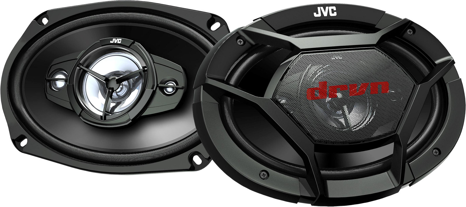 Altoparlanti ovali per auto da 6x9 pollici, modello JVC CS-DR6940, casse a 4 vie coassiali, con woofer ellittici 15x23 cm, midrange e due tweeter, per installazione nella predisposizione delle portiere oppure a pannello pianale sulla cappelliera. Vista principale.