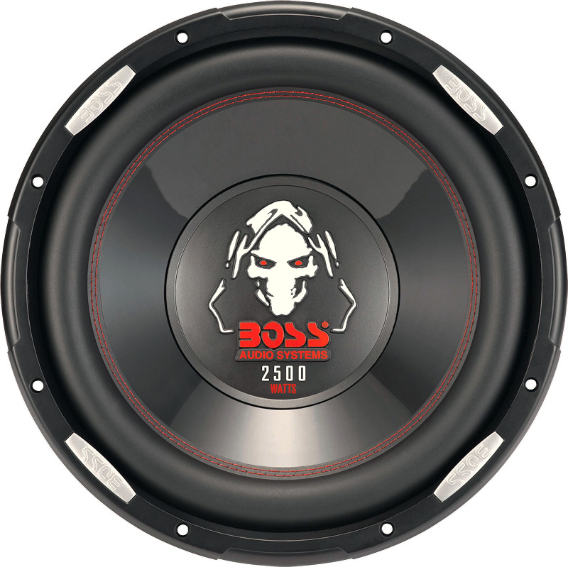 Subwoofer per auto da 38 cm, driver passivo a doppia bobina 4 + 4 ohm, diametro 15 pollici, modello Boss P156DVC. Vista frontale del woofer.